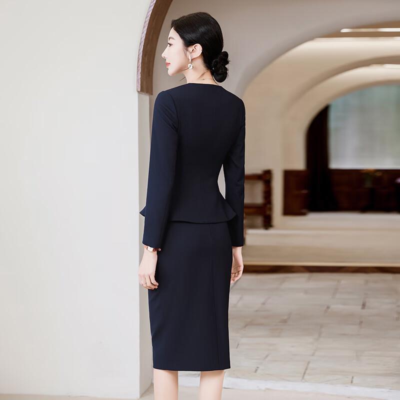 Treuroman Women's Round Neck Business Suit Set