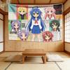 Lucky Star Full Cast Otaku Kawaii Tapestry Girly Decor Bedroom Wall Styling Kawaii Photo Backdrop