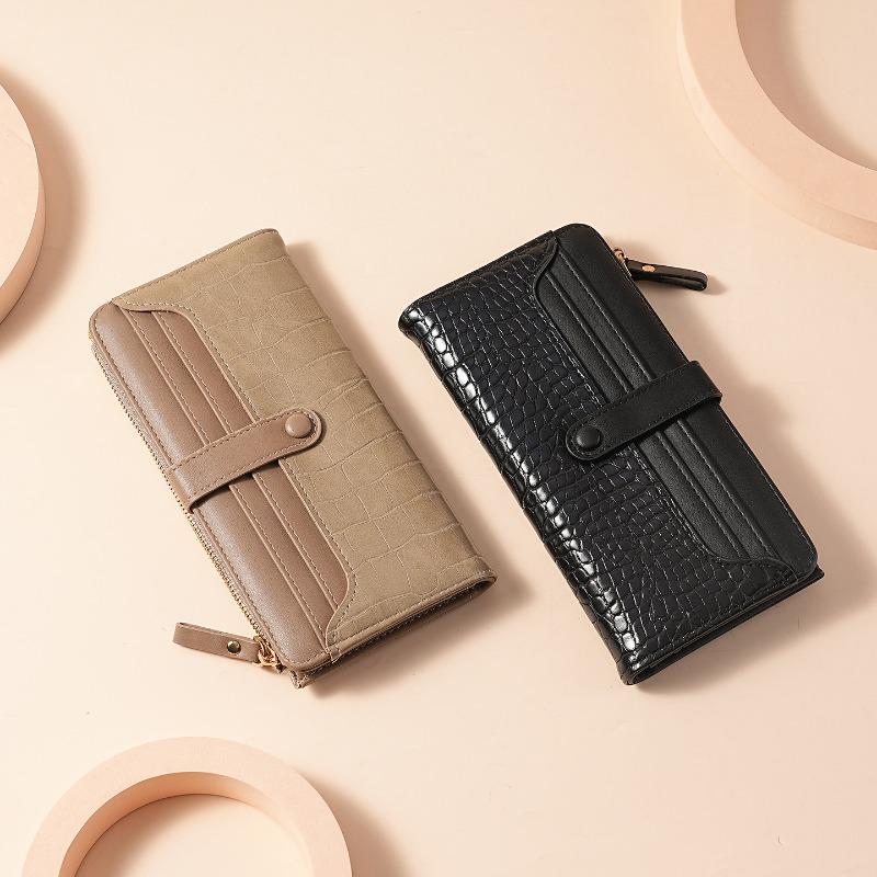 Women’s Crocodile Embossed PU Leather Long Wallet Large Capacity Zipper Clutch Purse Multi Card Holder Coin Pocket Organizer