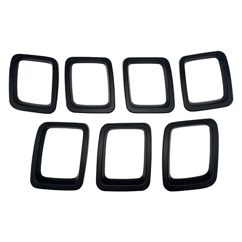 7 bucăți pentru mașină, capac grilă frontală, inserturi de inel pentru gratar, kit de ornamente pentru cadru, potrivit pentru inserții Jeep Compass 2017 2018