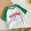 Kids Cotton Cartoon Short Sleeve T Shirt Breathable Splice Casual Top For Boys And Girls Summer Cute Clothes