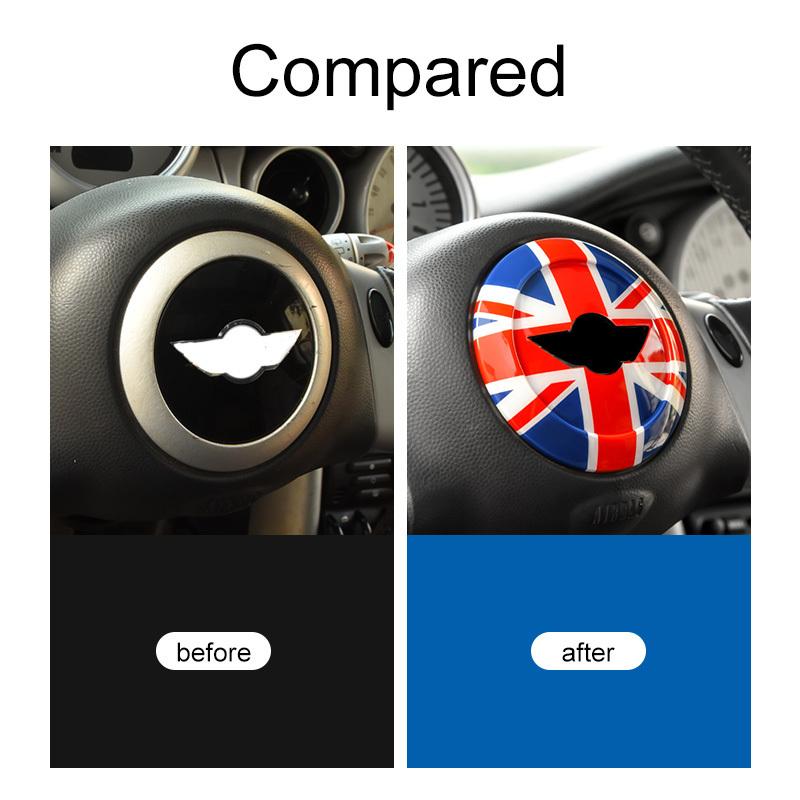Car Steering Wheel Sticker Interior Styling Accessories Union Jack Style For Mini Cooper R50 R52 R53 2001 2002 2003 2004 2005