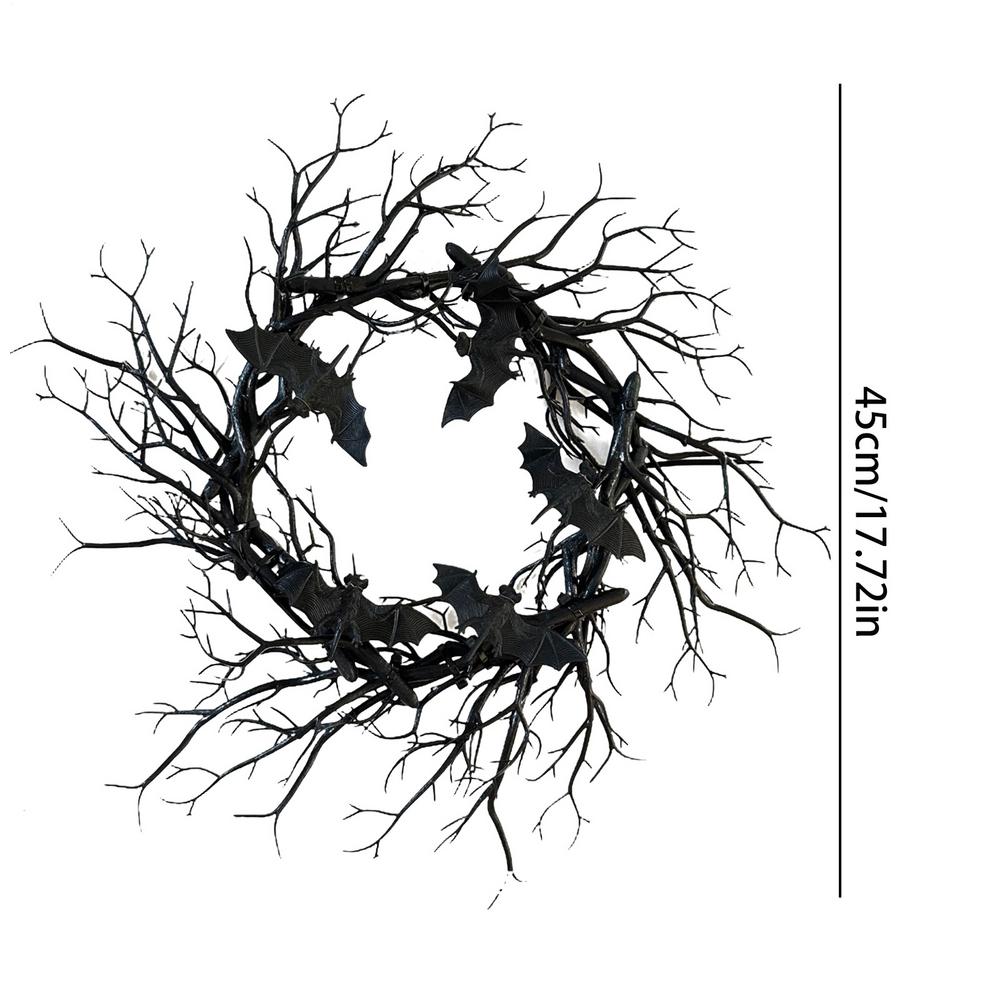 Halloween Branch Wreath Artificial Black Twig Wreath Signs Halloween Party Gothic Branch Props For Wall Window Porch Tree Patio