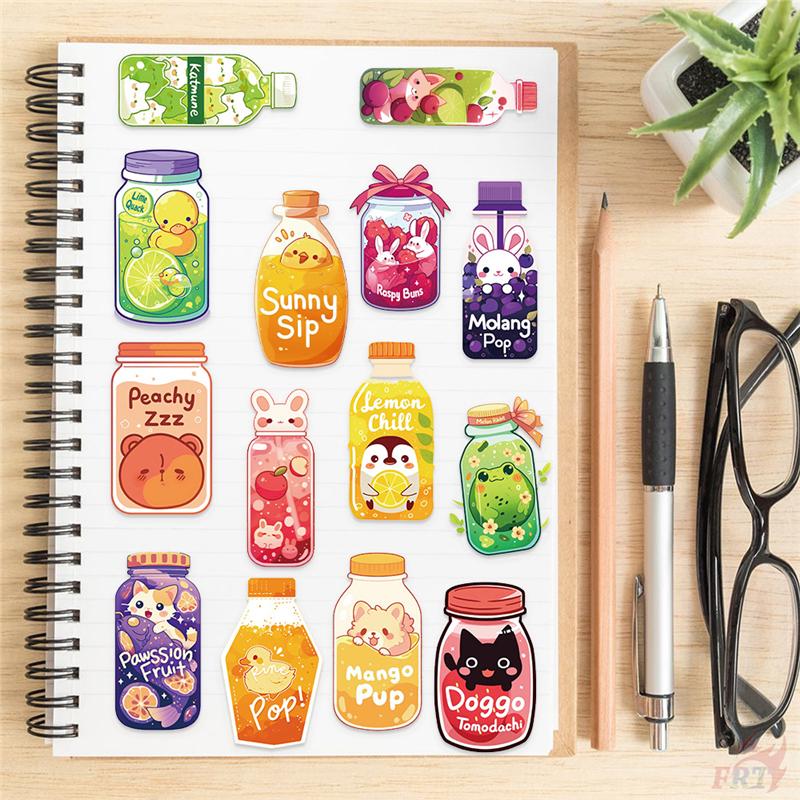 50Pcs/Set Funny Animals Juice Bottle Series 01 PET Stickers Waterproof DIY Fashion Doodle Decals Stickers