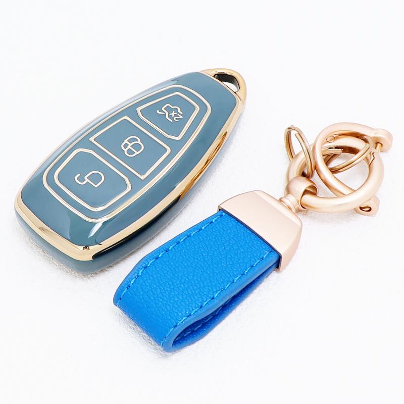 Auto Shell For Ford C-Max S-Max Kuga Ii Ecosport Fiesta Iv Focus Iii Galaxy Fusion Mondeo Iv B-Max Car Key Case Cover Keychain