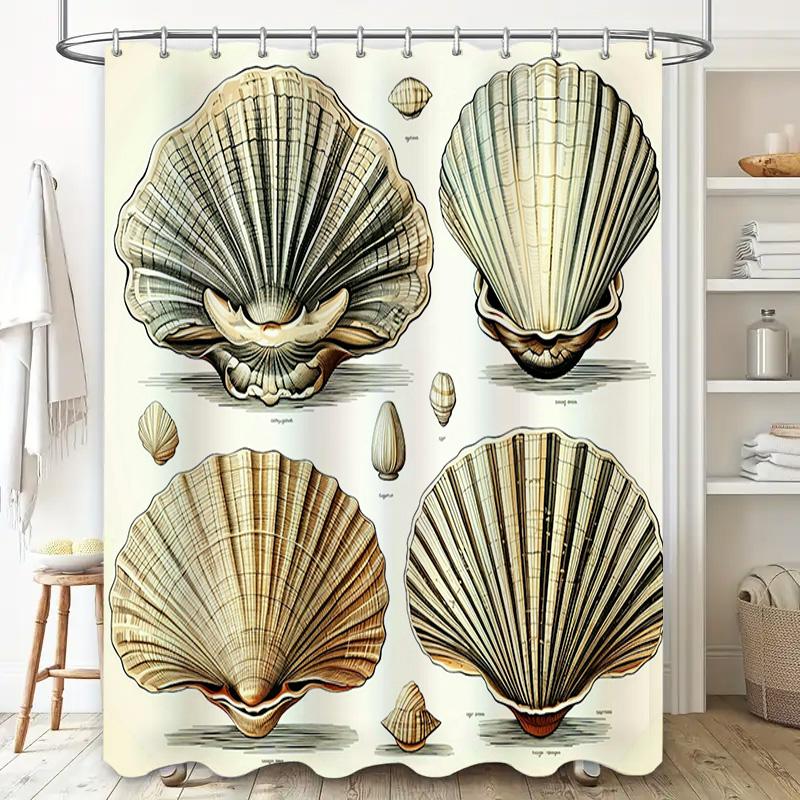 Vibrant Sea Shell Print Shower Curtain for Bathroom Decor 180cm X W235cm / 72inch X H92inch Waterproof Fabric Various Colors Ava