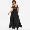 Cross-border New 2026 Amazon One-word Shoulder Lace Suspender Off-the-shoulder Dress Long Dress Evening Dress Large Size Women's Clothing
