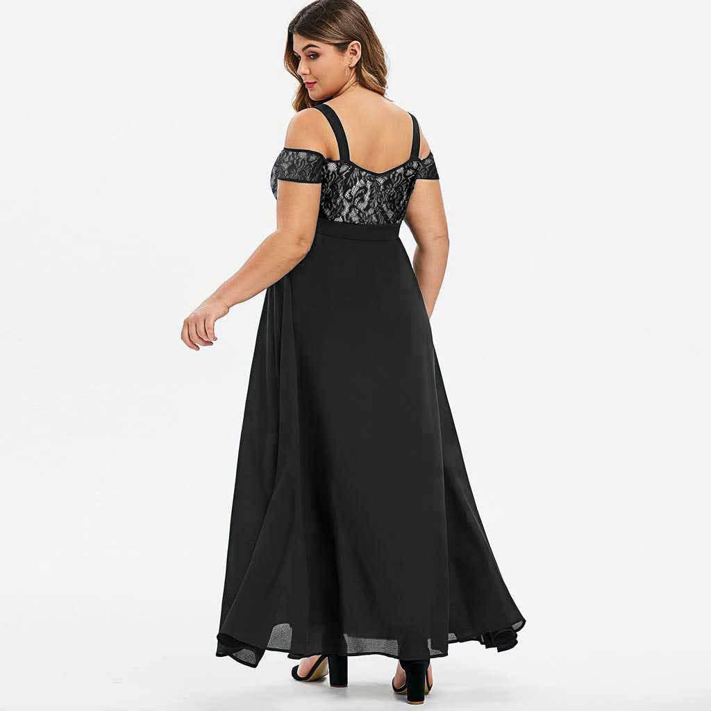 Cross-border New 2026 Amazon One-word Shoulder Lace Suspender Off-the-shoulder Dress Long Dress Evening Dress Large Size Women's Clothing