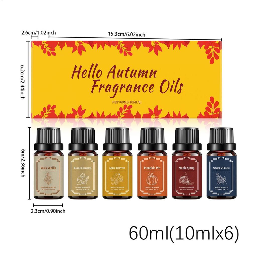 New 10ml Fall Scents For Candle Making 6pcs Cozy Fragrance Autumn Scented Diffuser OilsFor Air Purifier Candle Making Living