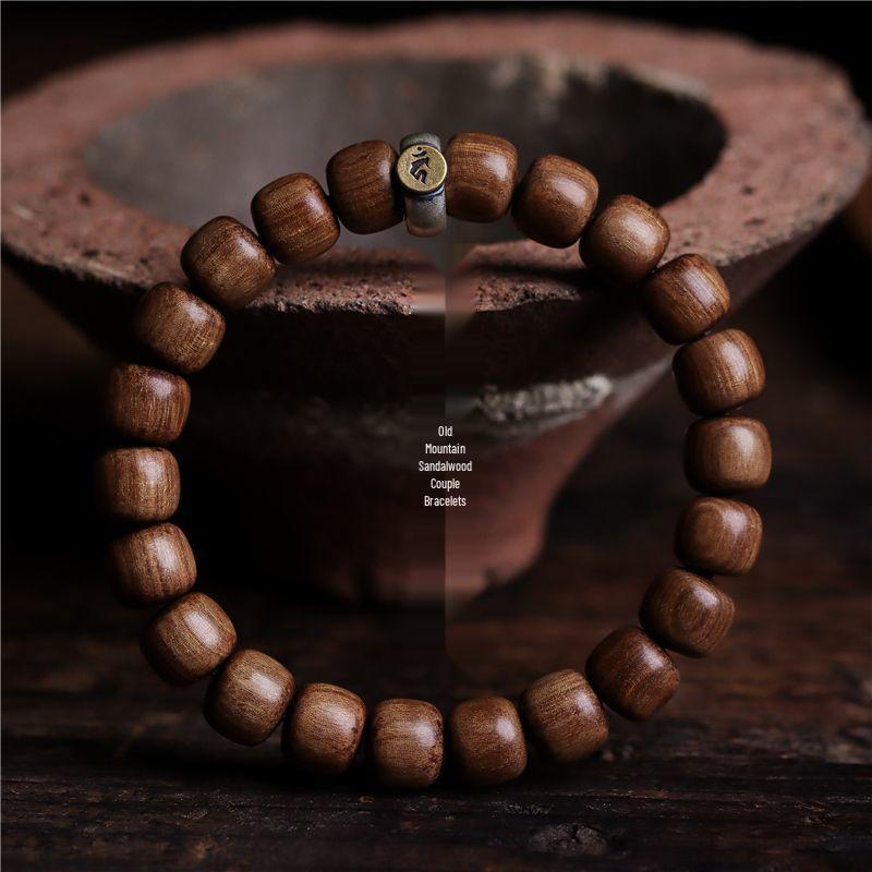 Authentisches indisches Sandelholz Tierkreiszeichen Buddhistische Gebetsperlen Armband