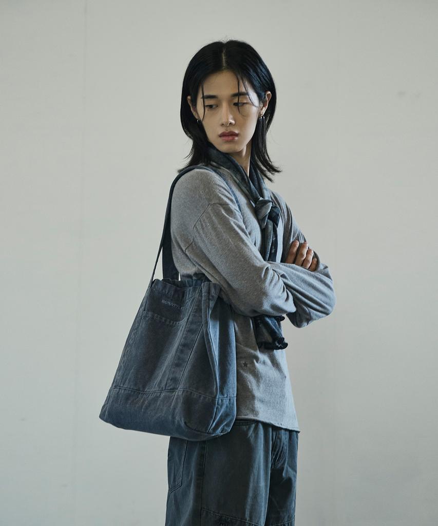 Scrattle_Pixel Vtg Dust Washed Tote Bag [Dark Blue]