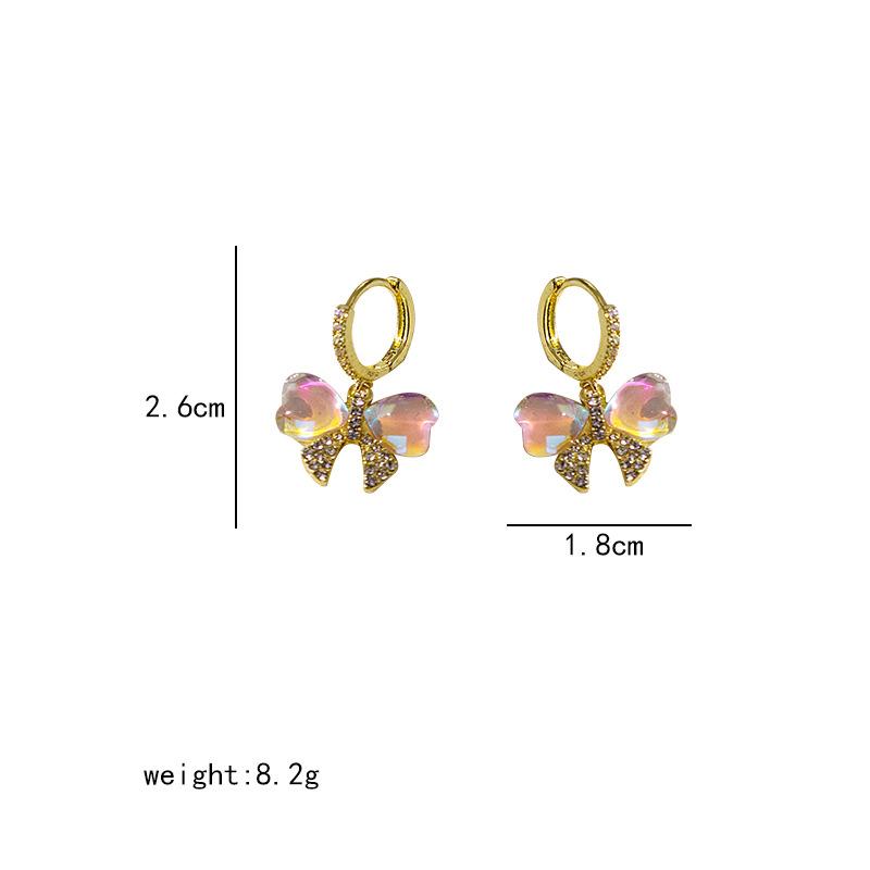 Colorful Bow Earrings with Shiny Stones for Women