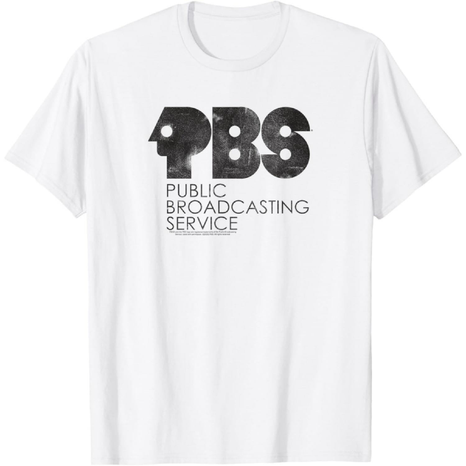 PBS Vintage Groovy Classic Logo Public Broadcasting Service T-Shirt S