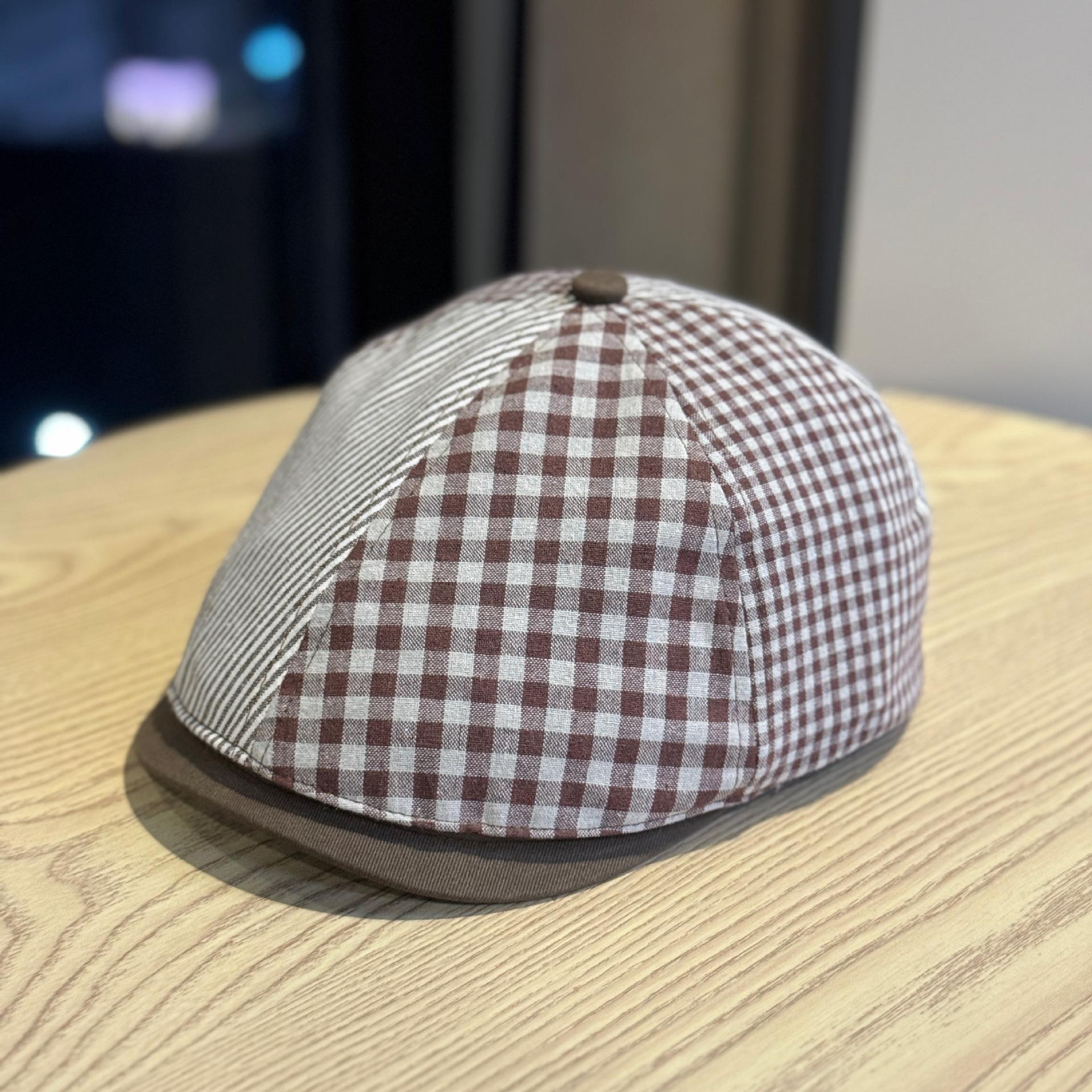 

Korean Retro Plaid Beret Hat for Women Versatile Spring and Autumn Casual Painter Hat British Style Progressive Hat Men s Trendy Hat Adjustable