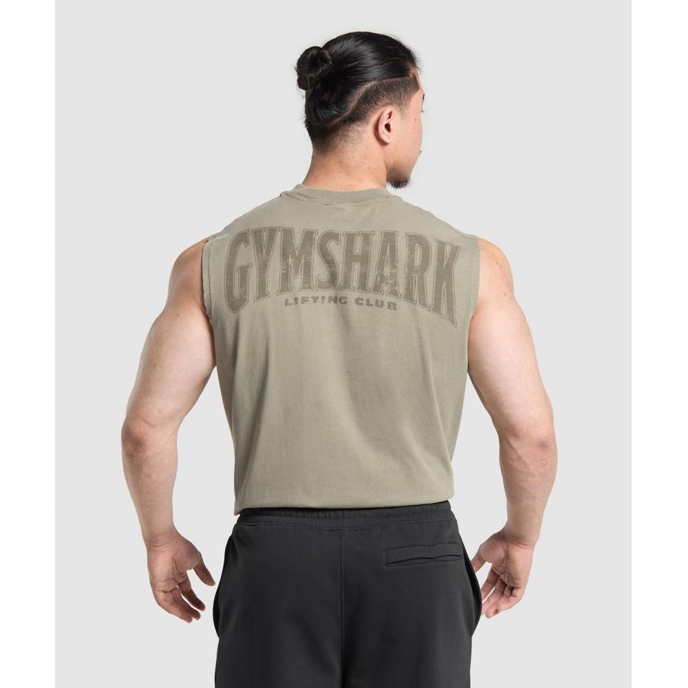 

Gymshark Heritage Washed Cut Off Tank Utility Green Кислотная мойка Маленький шарик A5a9p ECV4 S