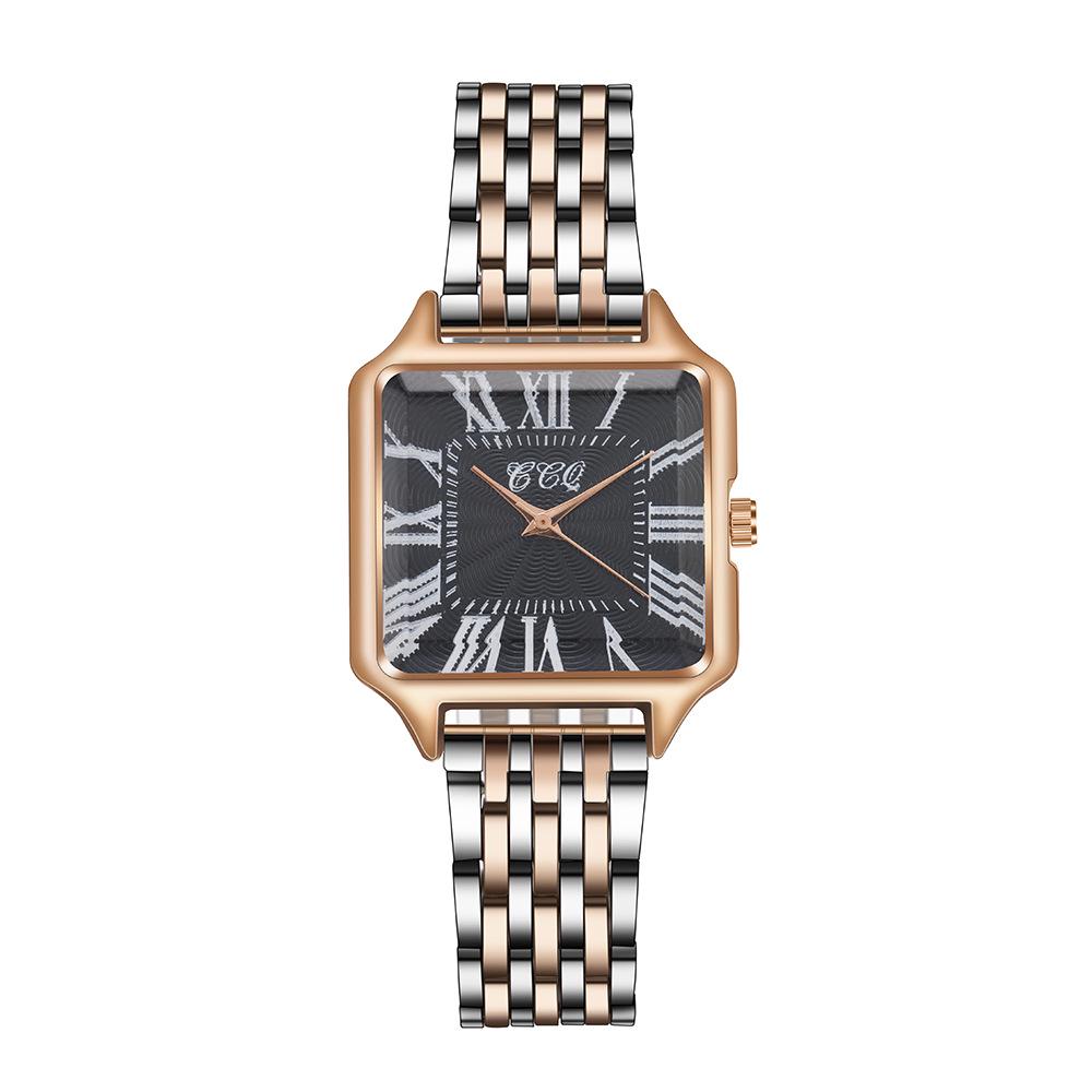 New Style Roman Numeral Dial Women s Quartz Watch with Alloy Steel Strap чёрный