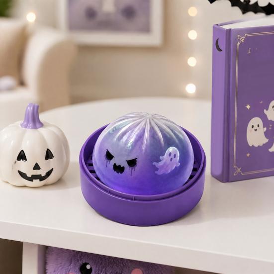 Dumpling Desktop Ornaments 1/2/3Pcs Purple Ghost Squeeze Toy Halloween Steamed Bun Desk Toy Stress Relief Clear Ball Fidget Soft