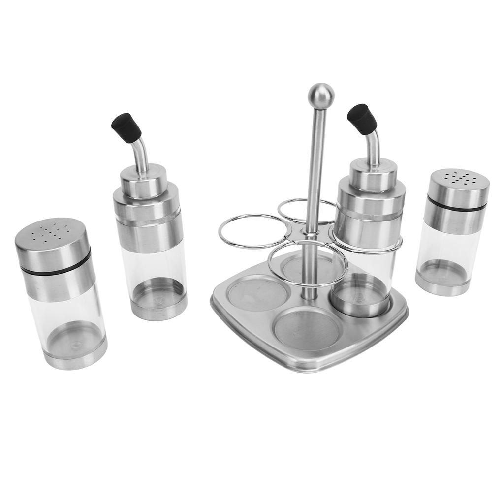 4pcs Seasoning Containers 304 Stainless Steel Condiment Pot Spice Jar Set for Kitchen