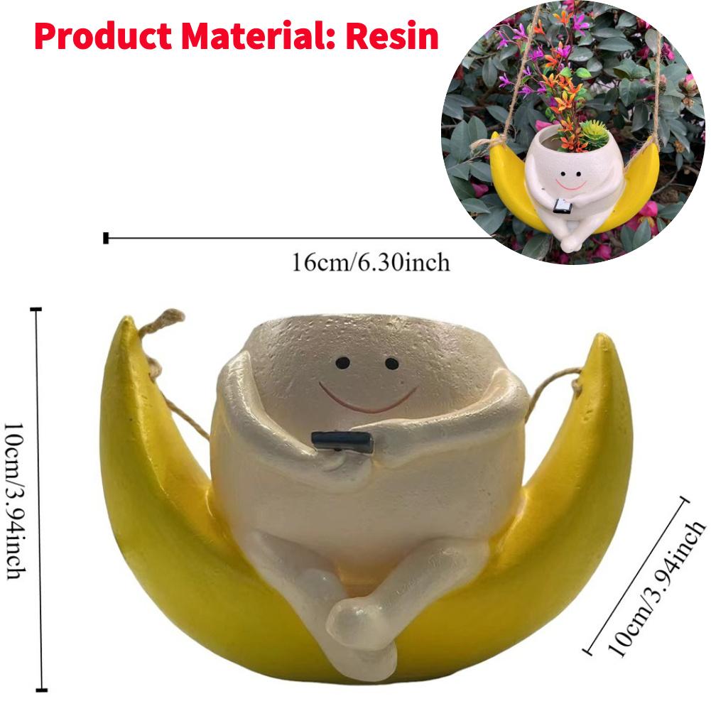 1-2PCS Swing Face Planter Pot Creative Smiling Face Resin Flower Pot Wall Hanging Flower Container Home Garden Patio Supplies