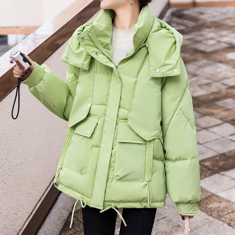Autumn and Winter Fashion Women's Bread Jacket Short Down Cotton Jacket Korean Version Loose Casual Cotton Jacket Jacket Cotton Coat