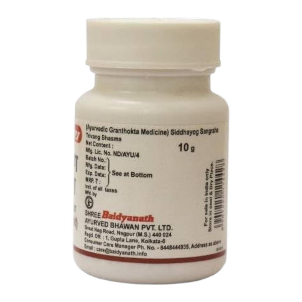 Baidyanath Trivang Bhasma 10 Gm | Ayurvedic Supplement for Vitality & Urinary Wellness | Herbal Metallic Formula for Strength & Balance