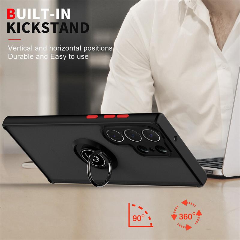 For Samsung Galaxy S25 Ultra 5G Case Car Magnetic Holder Ring Armor Cases For Sumsung S25 Plus S 25 S25Ultra Matte PC Back Cover