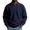 Mens Paisley Pattern Fleece Long Sleeve Polo Shirt American High Street Style