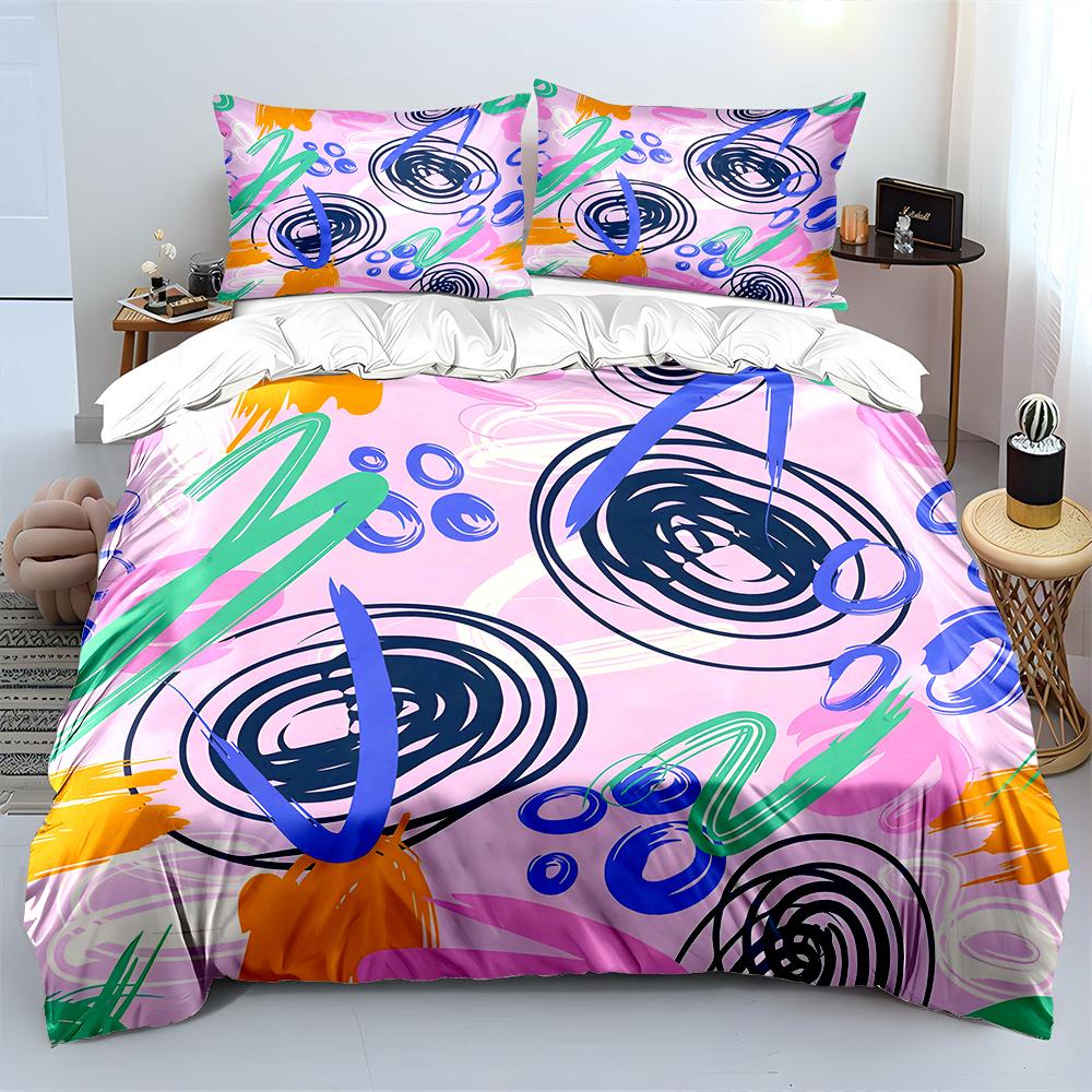 Colorful Doodle Abstract Patterns Print Soft Comfortable Duvet Cover Bedding Set Included 1*Duvet Cover 2*Pillowcases