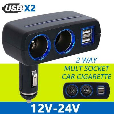 Adaptador de Soquetes LED para Carro 12V-24V Divisor de Soquete Acendedor de Cigarros para Carro Plug Carregador USB para Carro para Celular MP3 DVR Acesso R4Z7
