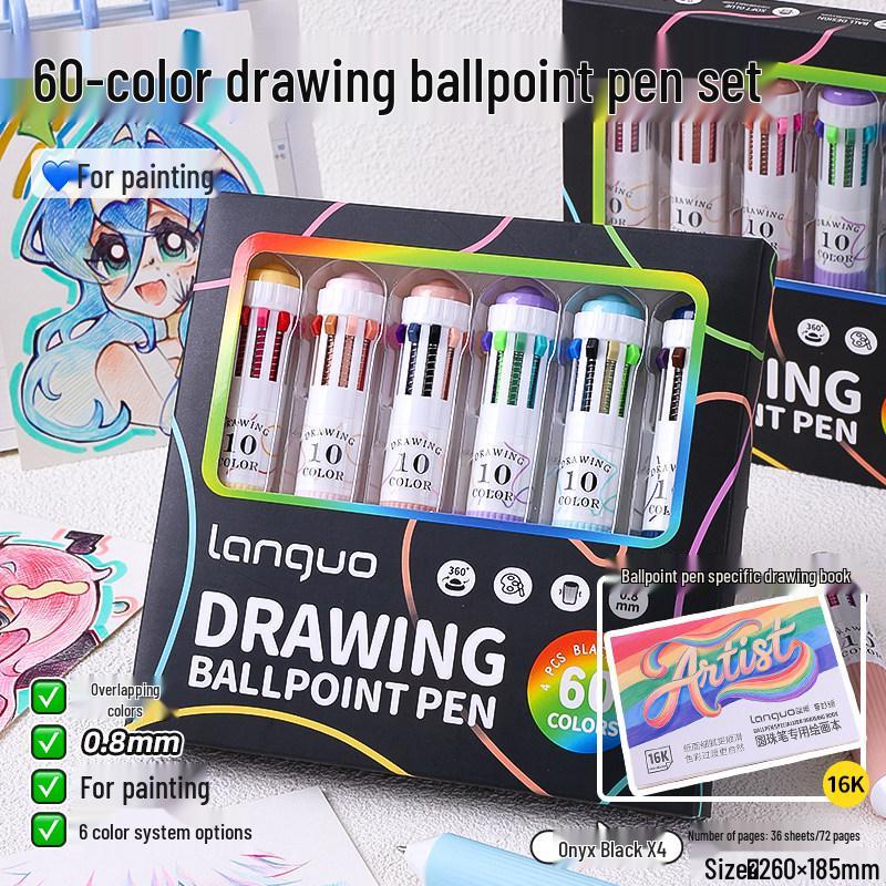 10-Color Stackable Ballpoint Pen Set – Press-Type, Multi-Functional Pens for Drawing & Journaling for Elementary Students