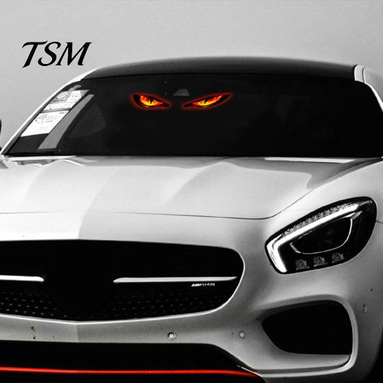 Auto Interior Night Lights Solar Devil Eyes Light for Windshield, Window Warning Sign with Three Smart Modes, Automotive Ambient Lighting Kits
