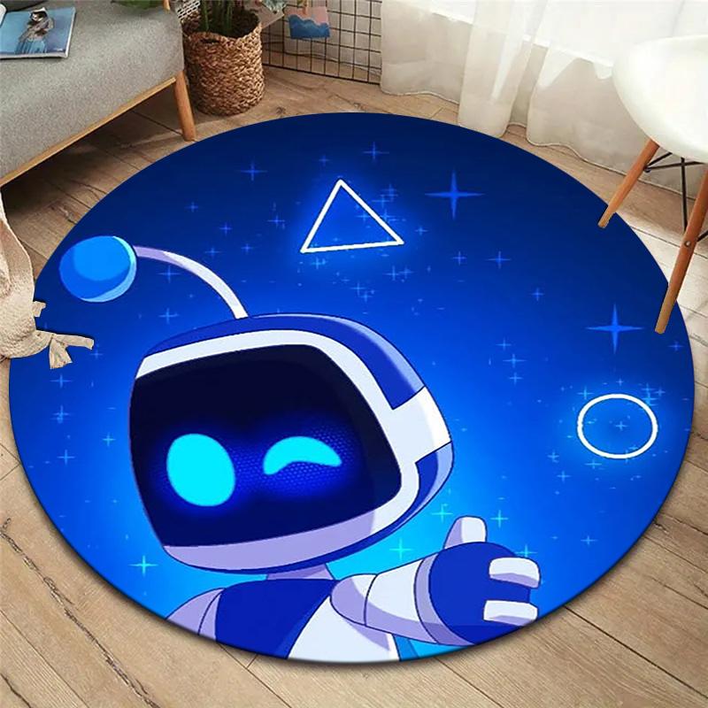 Tappeto Rotondo ASTRO BOT, Tappeto per Soggiorno Camera da Letto Divano Sala Giochi Decorazione, Tappetino Antiscivolo