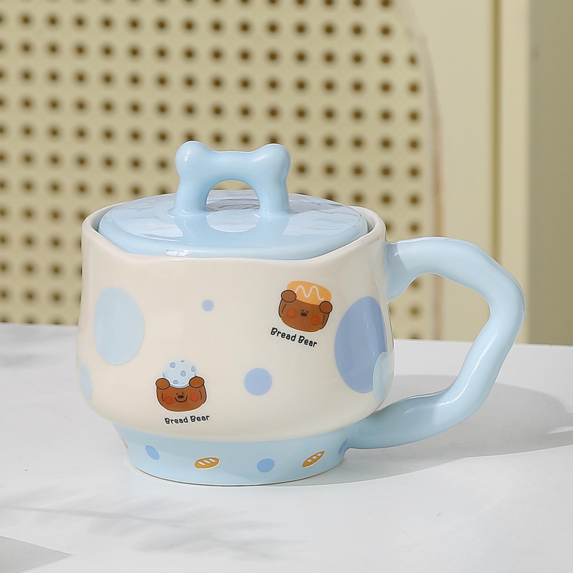 Cute Cartoon Puppy Pig Ceramic Coffee Mug, Couple Breakfast Tea Cup 320ml