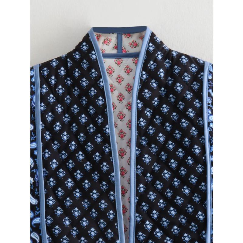 Herbst Damen Street Fashion Wendbare Bedruckte Baumwolljacke Mantel