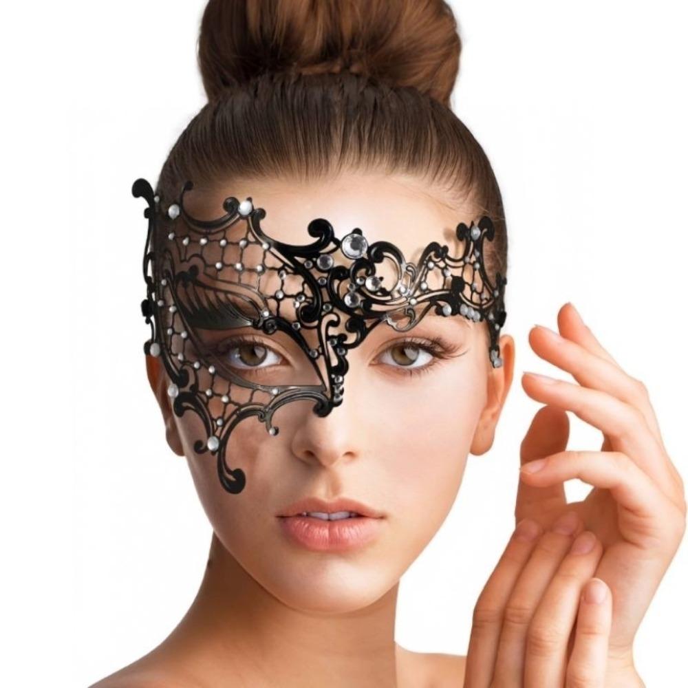 Venetian Black Lace Metal Mask Handmade Masquerade Princess Mask Carnival Costume Props
