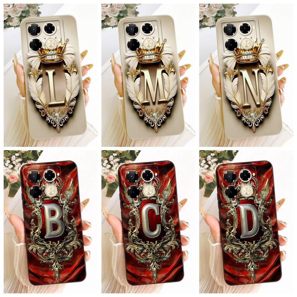 For Infinix Note 40 Pro 4G X6850 5G X6851 Case For Infinix Note 40 Pro 5G Cover Luxury A-Z Letters 2D Painted Silicone Casing