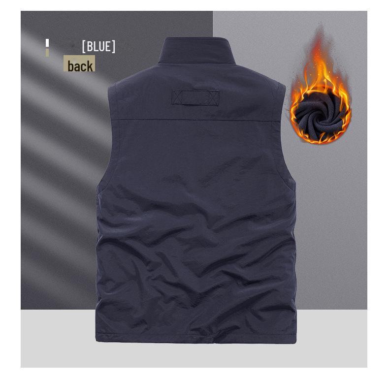 Pánská podzimní/zimní oboustranná vesta: Venkovní stojací obojek pro rybaření, fotografování a další (Model 1906)