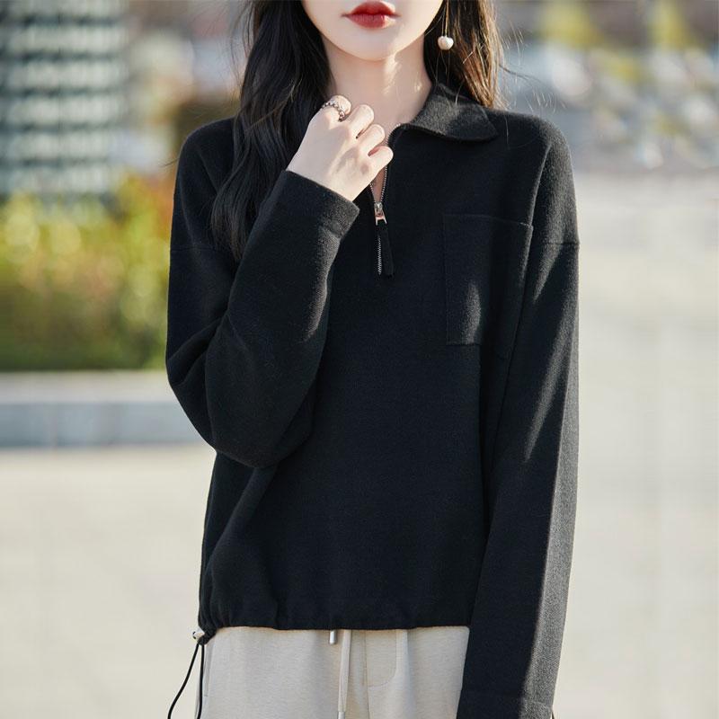 Dámský kašmírový svetr Qinghe kašmír 50% vlna 50% hedvábí Dámský podzimní a zimní kašmírový svetr měkký a teplý