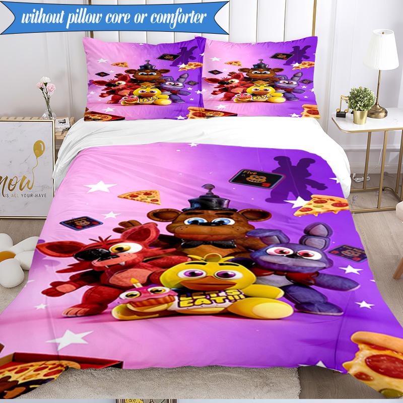 Set Biancheria da Letto Festa Five Nights 3 Pezzi, Include 1 Copripiumino e 2 Federe Perfetto per Camera da Letto, Dormitorio, Regalo di Natale per Fan
