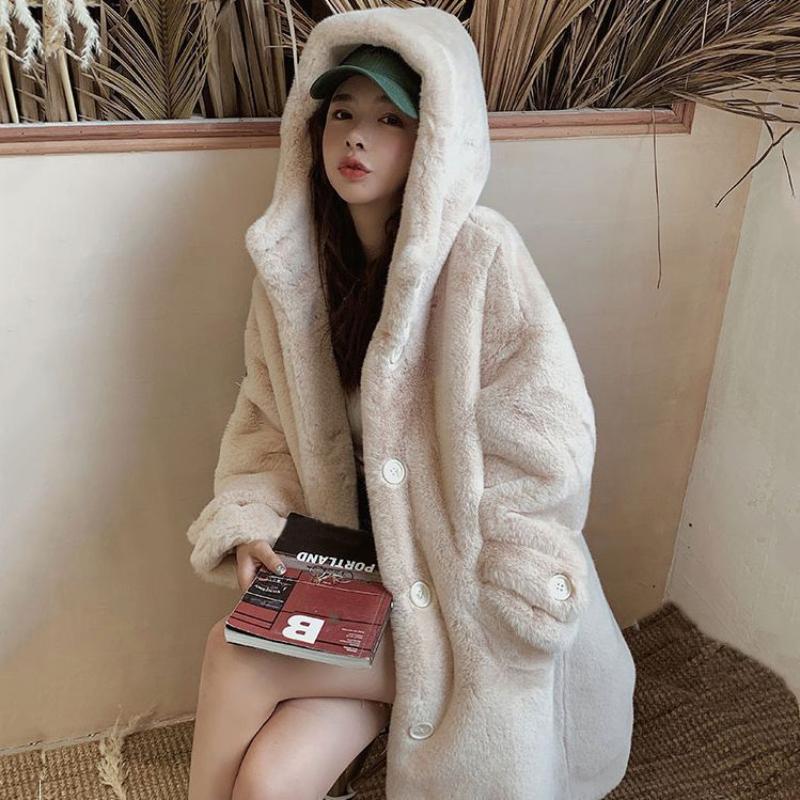 The New Imitation Mink Fleece Mid-length Loose Thick Fur Coat