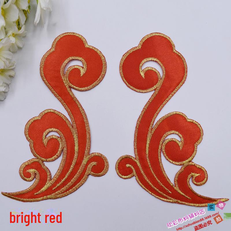 DIY Ethnic Embroidery Cloth Patch: Auspicious Cloud Gold & Silver Iron-On Design 2960#