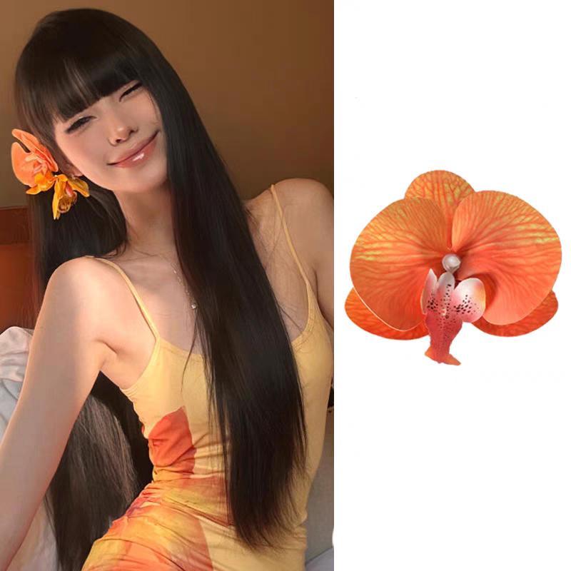 Phalaenopsis Forest Style Hairpin - Women's Side Ponytail Flower Clip for Bangs