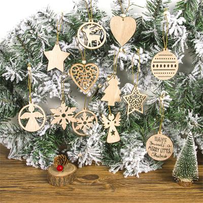 1set 12pcs Fashion   Christmas Pendant  Wooden for Christmas Tree Christmas Day Gift
