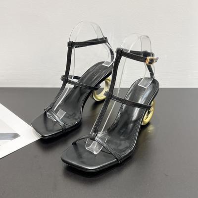 Mode Mode Sandales à Talons Hauts Été Nouveau Bout Carré Ouvert Croisé Fin avec Tempérament Anomalie avec Chaussures pour Femmes