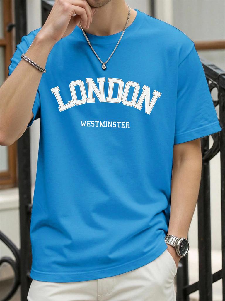 London Westminster Print Men TShirts Summer ONeck Oversize T Shirt Cotton Loose Short Sleeve Basics Street Hip Hop Sportswear