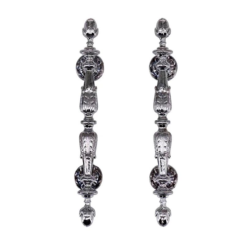 1 Pair 1/12 Scale Miniature Door Handles Dollhouse Mini Furniture Retro Door Handle Model DIY Dollhouse Metal Accessories