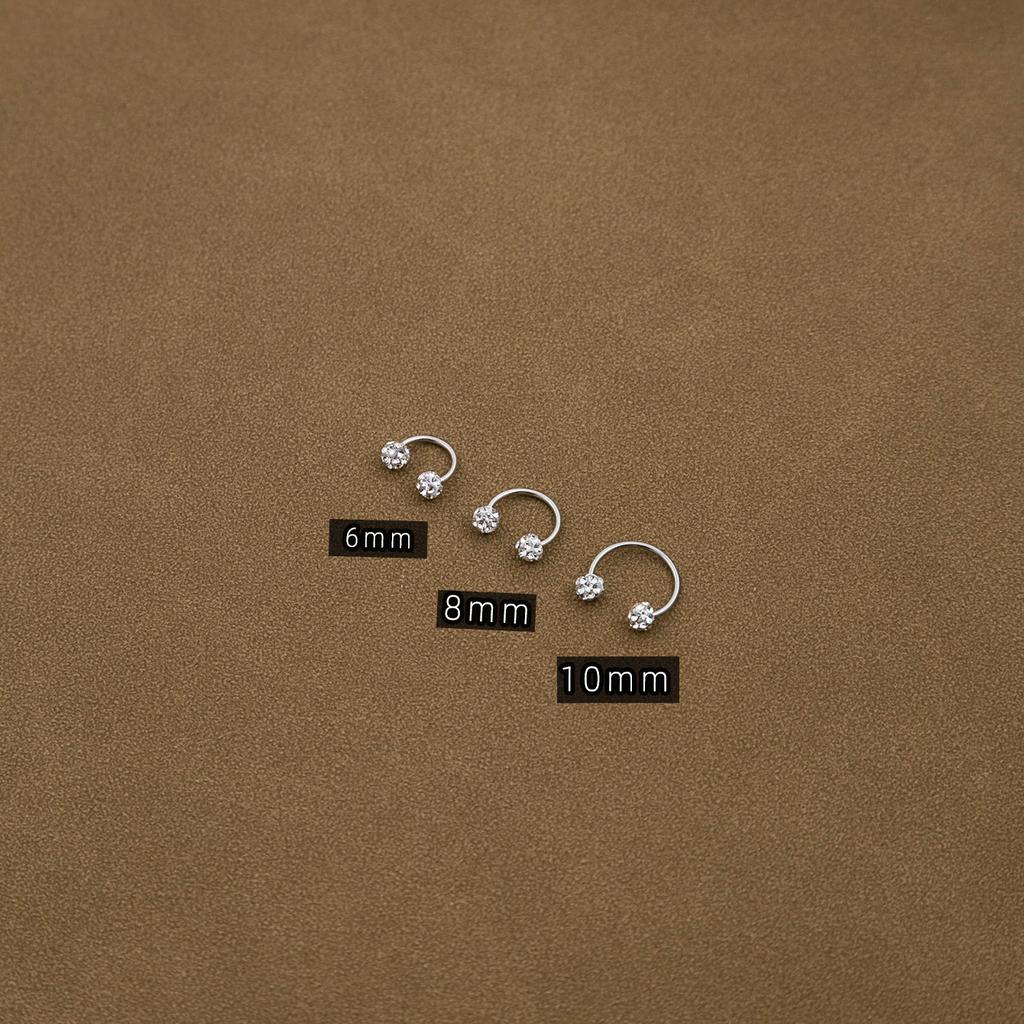 Full Drilling Geometric Round High-End Sense C-Shaped Stud Earrings, Simple Spiral Design Sense U-Shaped Stud Earrings