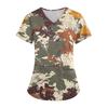 Plus SizePrinted Scrub Working Uniform Tops para mulheres Cross V-neck Halloween Print manga curta camisetas divertidas Workwear Tee com bolsos