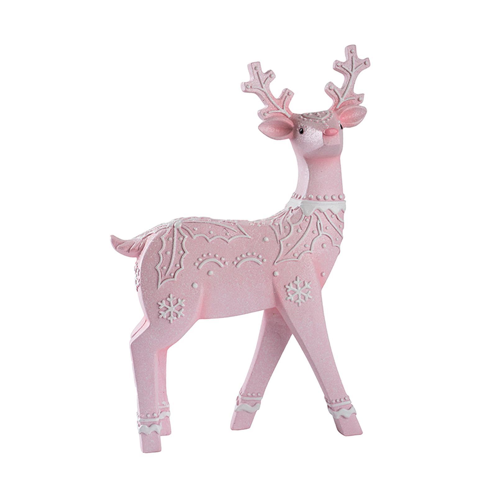 Christmas Reindeer Statue Artwork Deer Sculpture for Winter Desktop Entrance