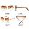 New Vintage Square Sunglasses Woman Classic Retro Gradient Mirror Frameless Sun Glasses